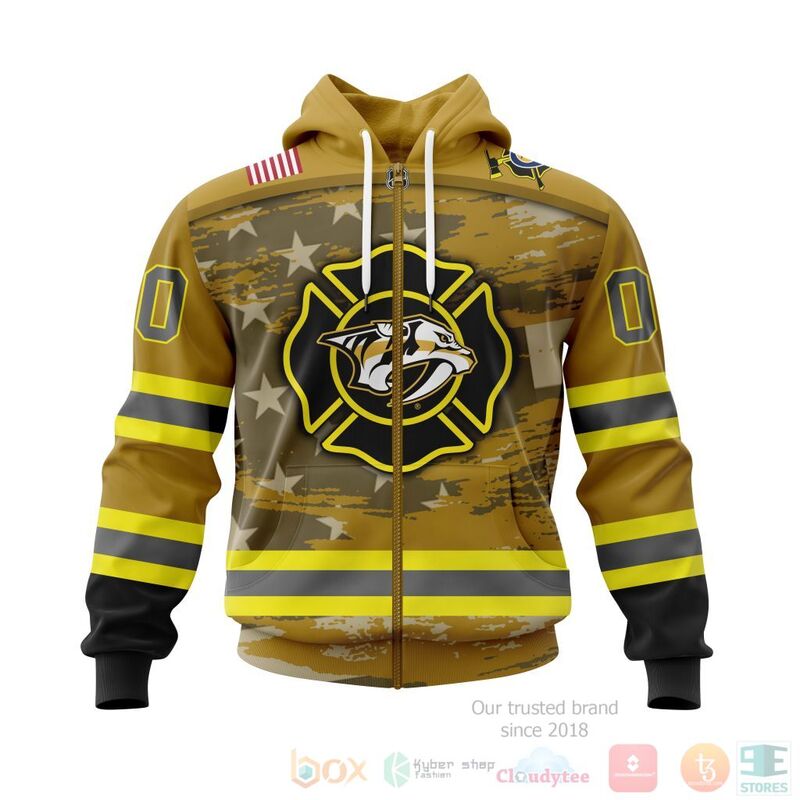 NHL Nashville Predators Honnor Firefighter Yellow 3D Hoodie Shirt 1