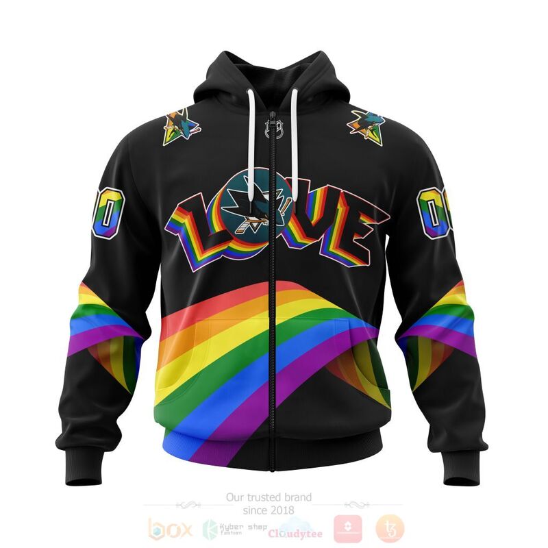 NHL San Jose Sharks Love LGBT Pride Personalized Custom 3D Hoodie Shirt 1