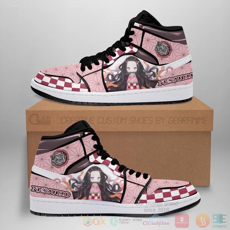 Nezuko Sneakers Custom Anime Demon Slayer Air Jordan High Top Shoes 1
