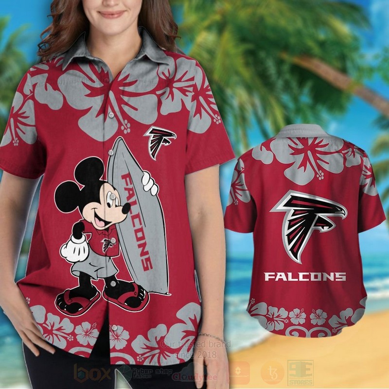 NFL Atlanta Falcons and Mickey Mouse Hawaiian Shirt Short 1