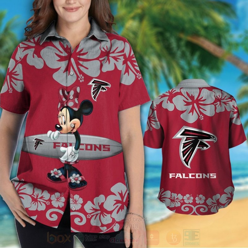 NFL Atlanta Falcons and Minnie Mouse Hawaiian Shirt Short 1
