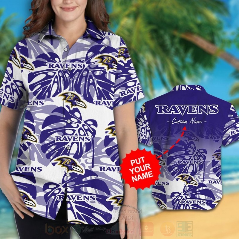 NFL Baltimore Ravens Custom Name Hawaiian Shirt Short 1