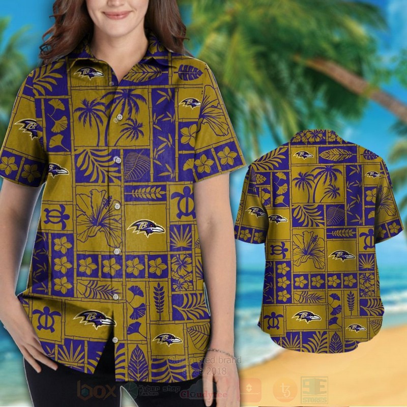NFL Baltimore Ravens Turtle Hawaiian Shirt Short 1