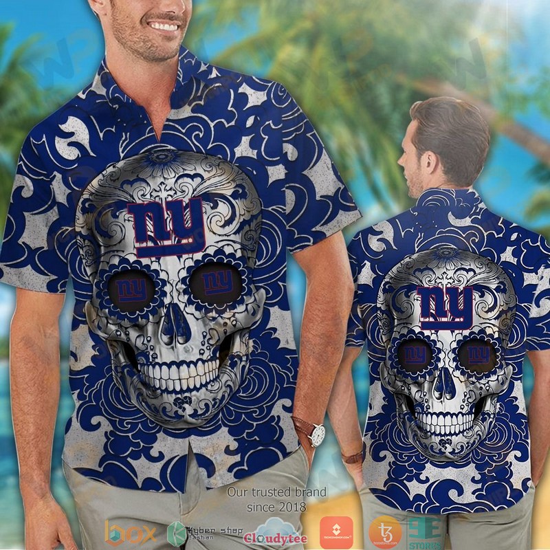 New York Giants Sugar Skull Hawaiian Shirt 1
