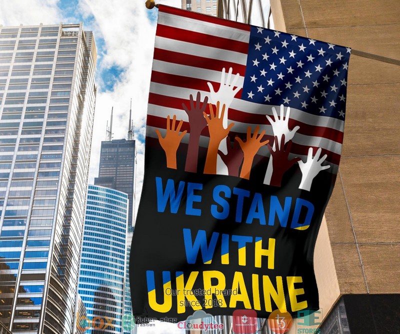 We Stand With Ukraine American Flag 1
