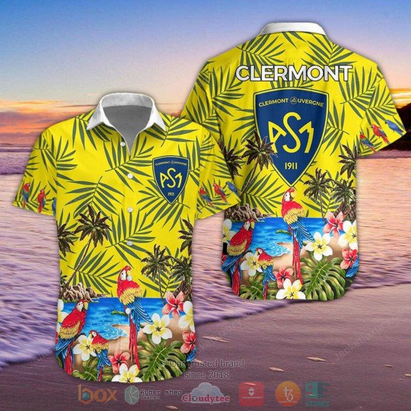 ASM Clermont Auvergne tropical plant yellow Hawaiian Shirt Shorts