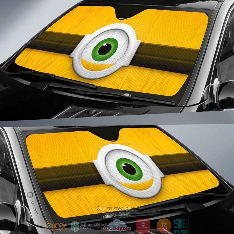 Cartoon Green Eye Minions Eyes Cartoon Car Windshield Car Sunshade 1