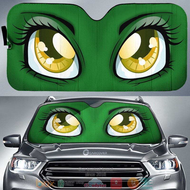 Green Cute Cartoon Eyes Cool Car Sunshade