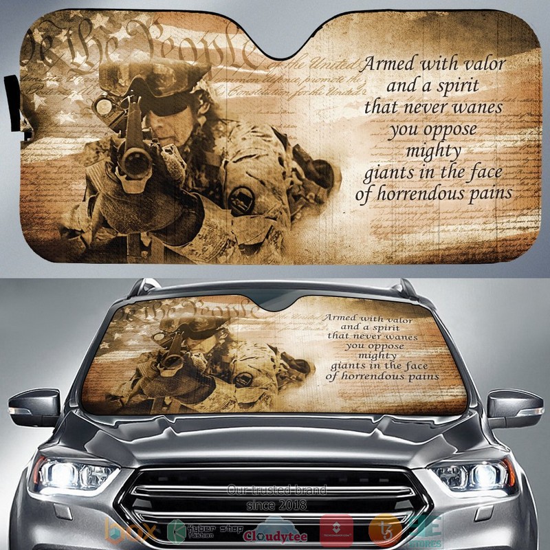 My Hero Soldier American Flag We The People For Dad Car Sunshade