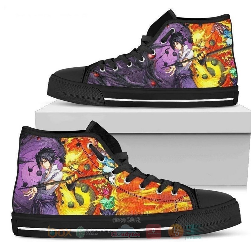 Naruto Sasuke High Top Anime Canvas high top shoes