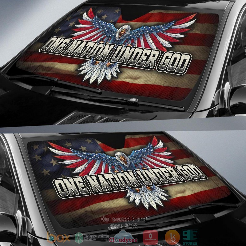 One Nation Under God American Flag Day Car Sunshade 1