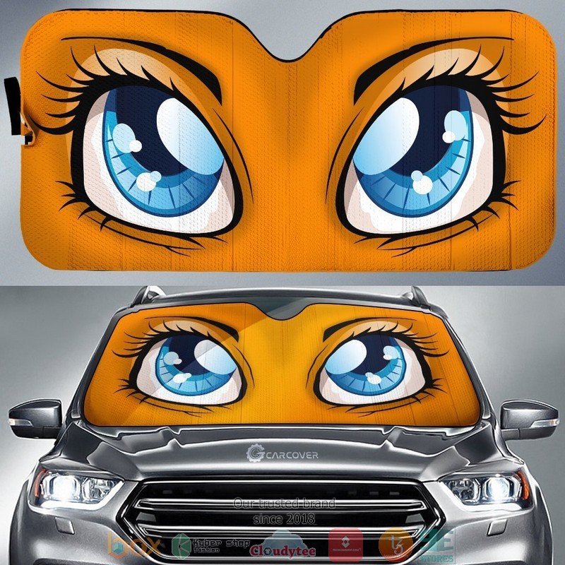 Orange Cute Cartoon Eyes Cool Car Sunshade