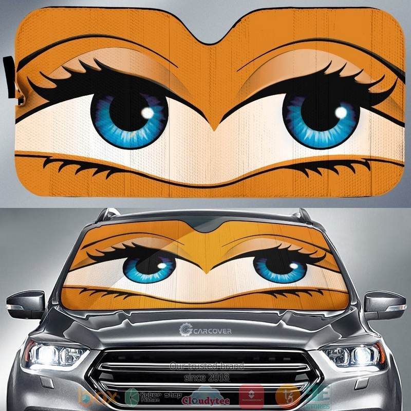 Orange Glam Cartoon Eyes Cute Eyes Car Sunshade