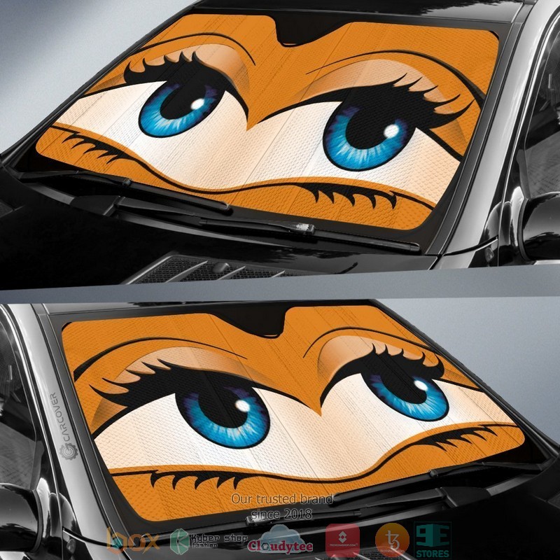 Orange Glam Cartoon Eyes Cute Eyes Car Sunshade 1