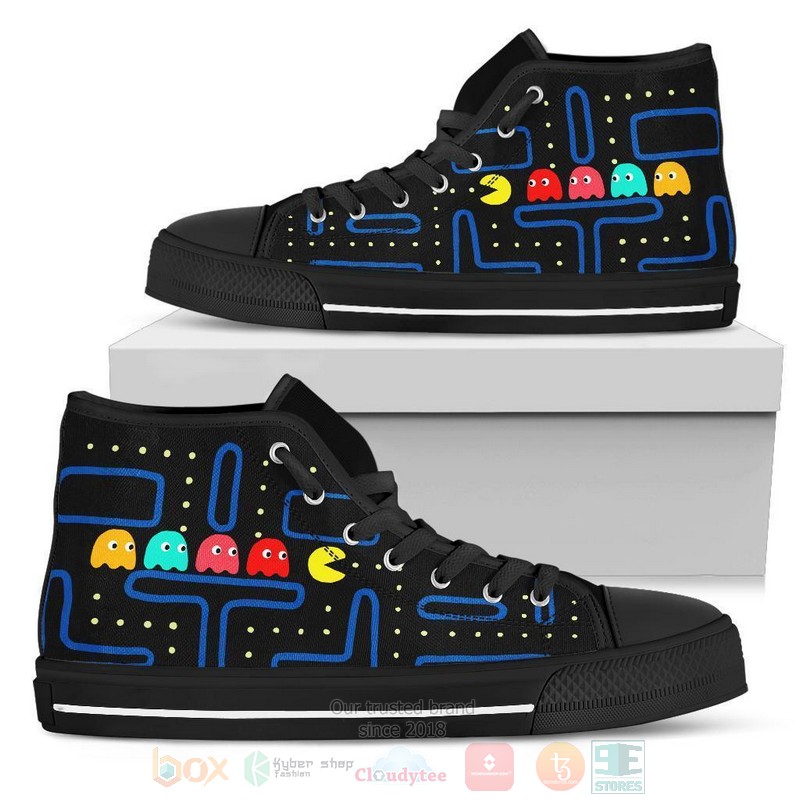 Pac Man Funny Canvas high top shoes
