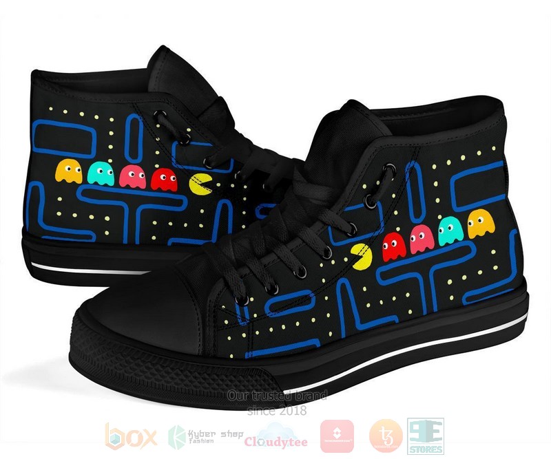 Pac Man Funny Canvas high top shoes 1