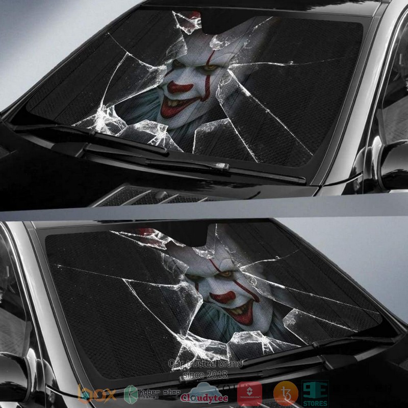 Pennywise Car Auto Horror Broken Glass Windshield Car Sunshade 1