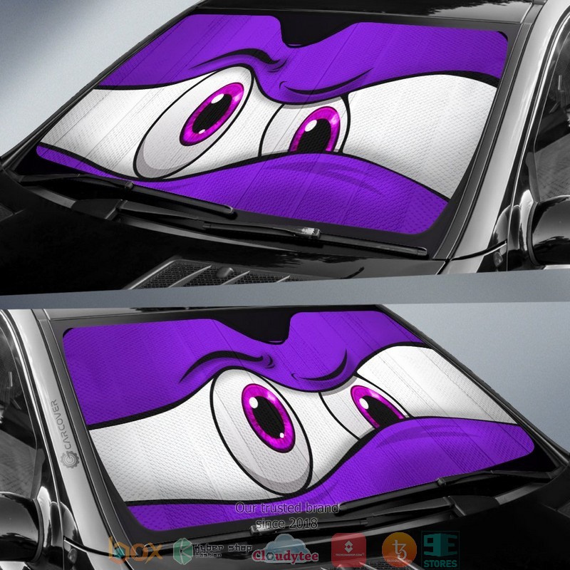 Purple Curious Cartoon Eyes Car Sunshade 1