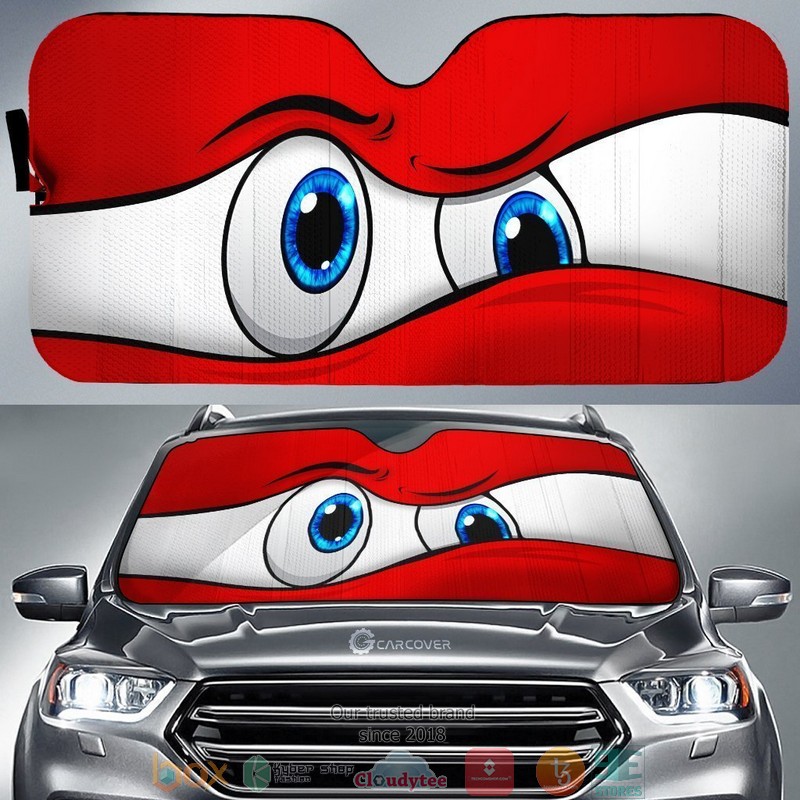 Red Curious Cartoon Eyes Car Sunshade