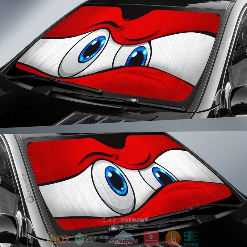 Red Curious Cartoon Eyes Car Sunshade 1