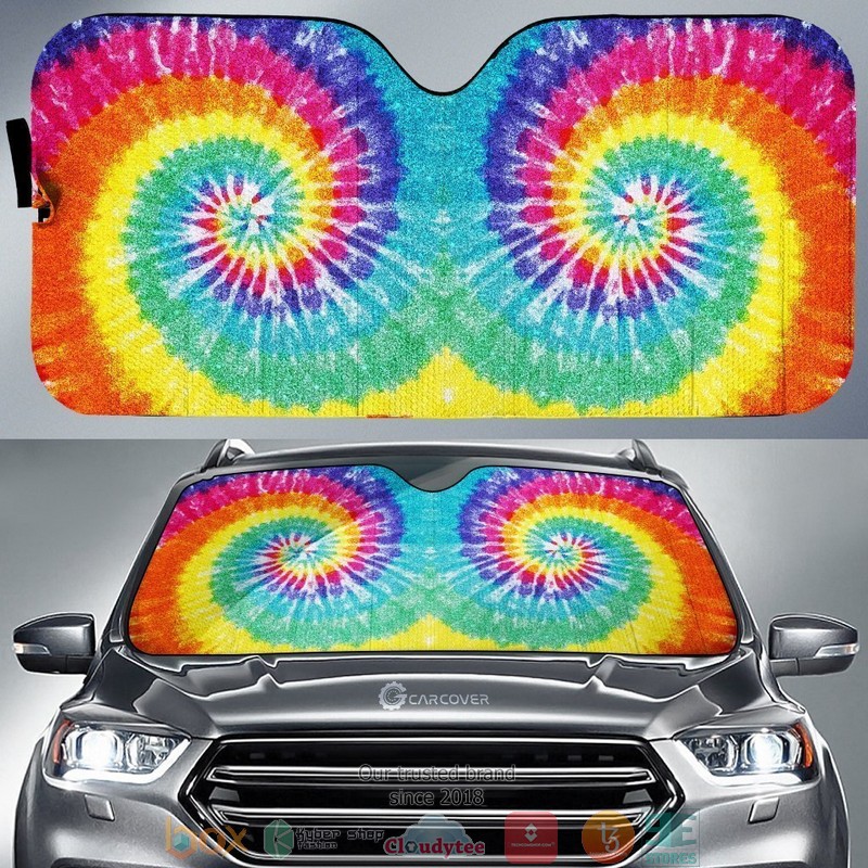 Spiral Tie Dye Printed Hippie Car Sunshade
