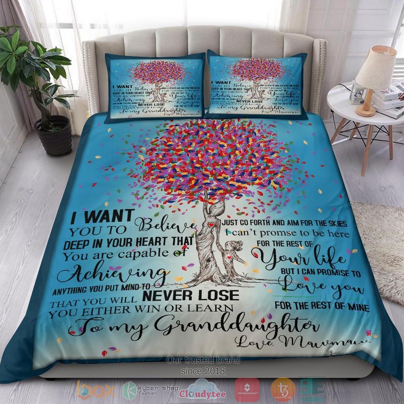 To My Grand Daughter Tree Bedding Set