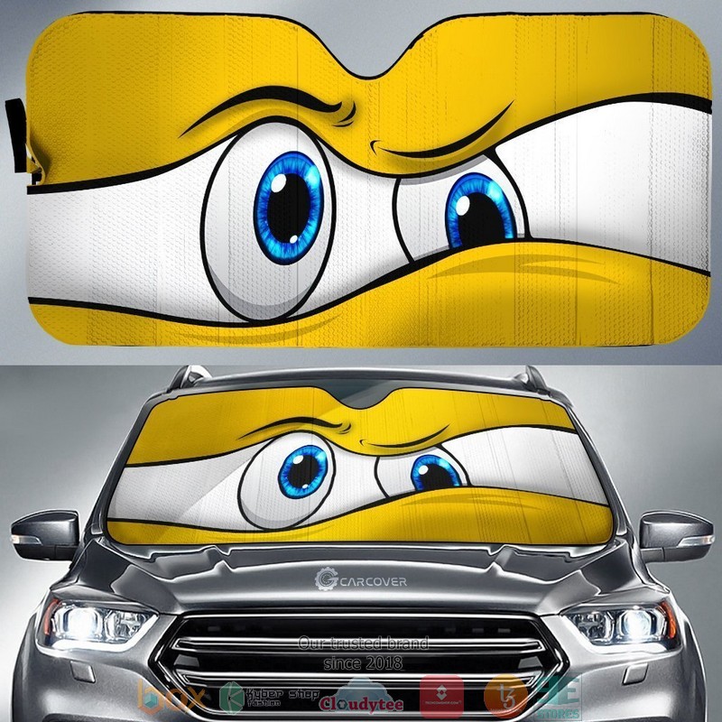 Yellow Curious Cartoon Eyes Car Sunshade