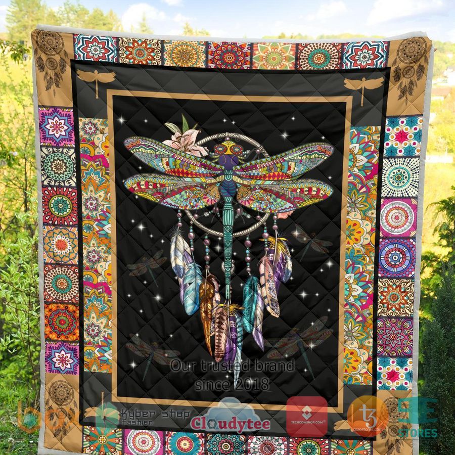 dreamcatcher native dragonfly quilt blanket 2 84906