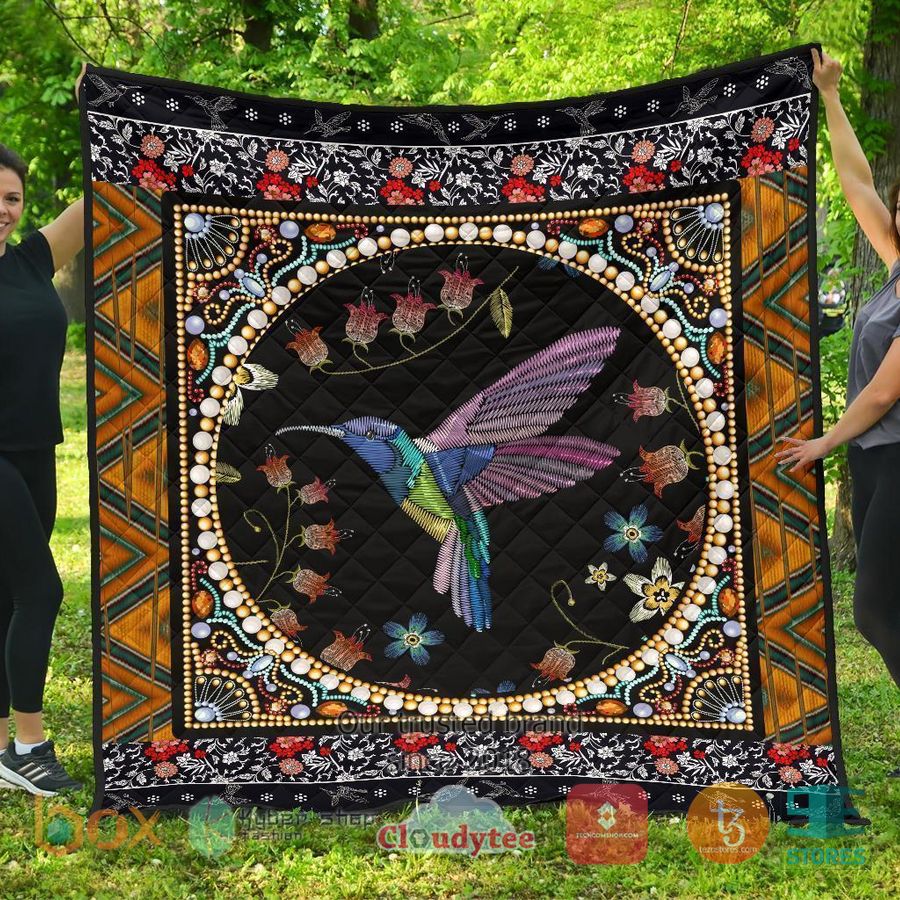 graphic art humming bird quilt blanket 1 65671