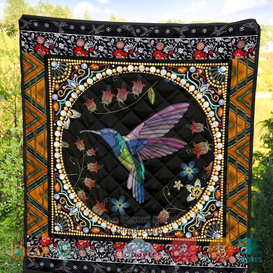 graphic art humming bird quilt blanket 2 1893