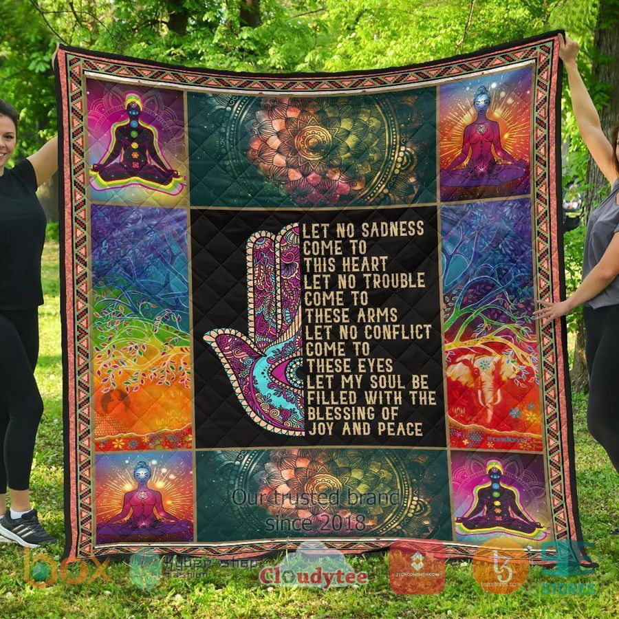 let no sadness come to this heart yoga quilt blanket 1 22782