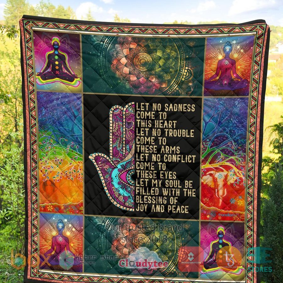 let no sadness come to this heart yoga quilt blanket 2 25805