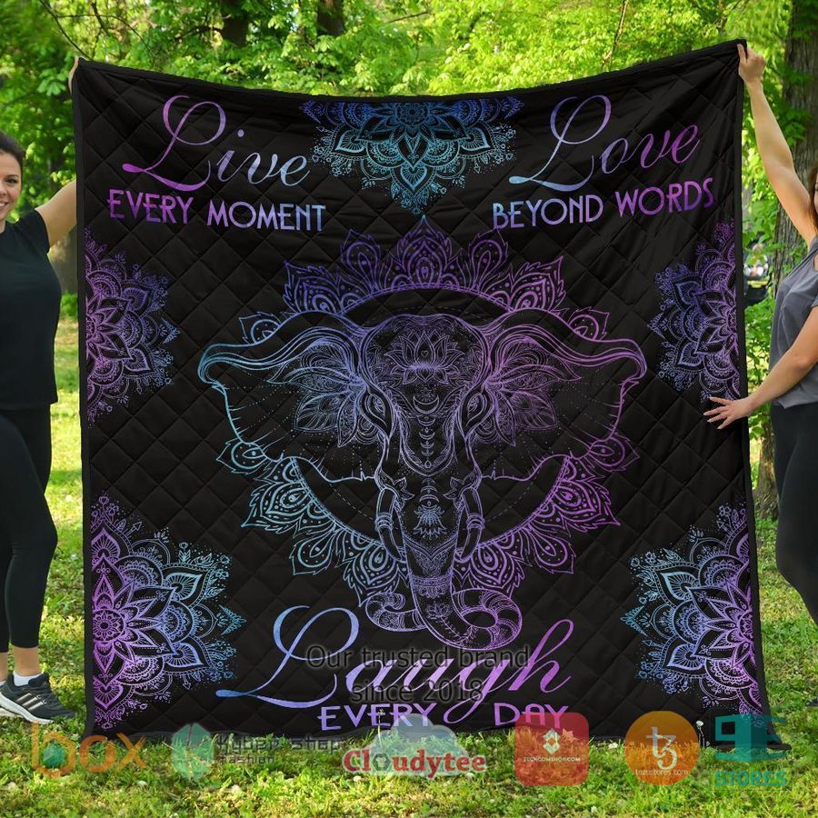 live love laugh elephant yoga and elephant quilt blanket 1 13401