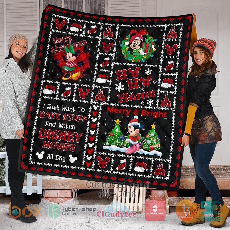 merry christmas minnie merry bright disney quilt blanket 1 82833