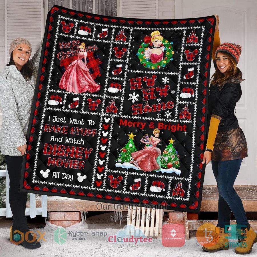 merry christmas princess cinderella merry bright quilt blanket 1 32748