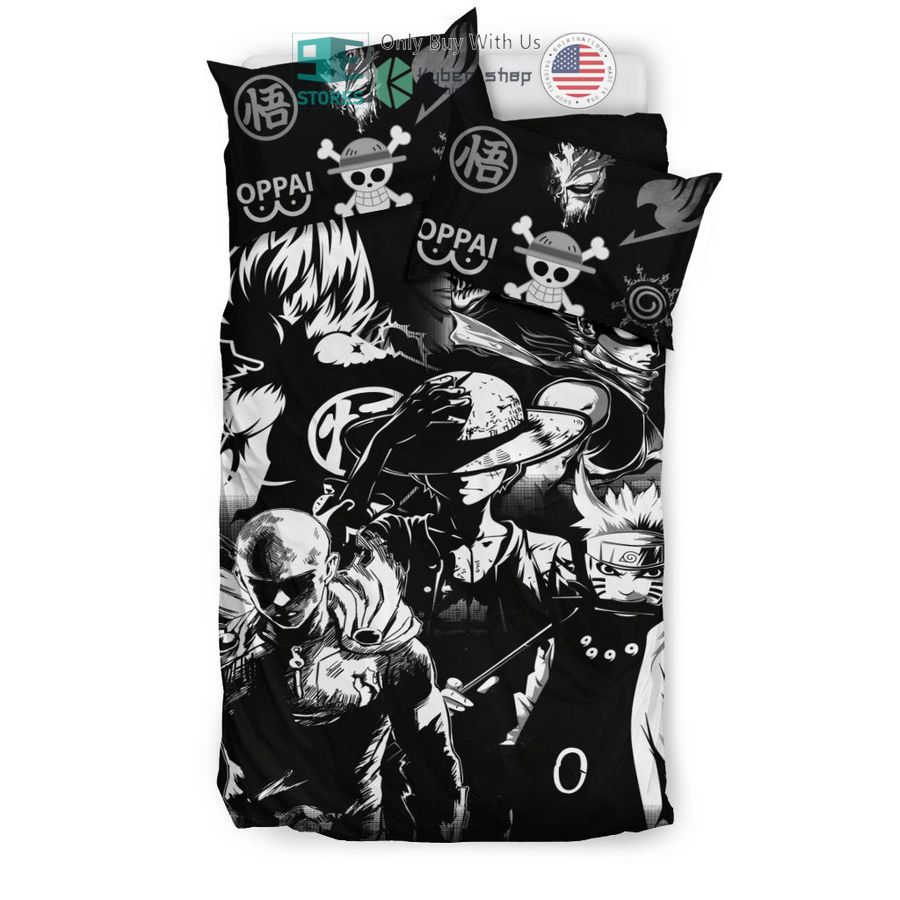 anime heroes characters black white bedding set 2 19548