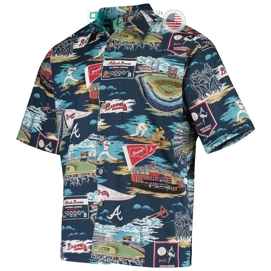 atlanta braves reyn spooner scenic navy hawaiian shirt 2 73651