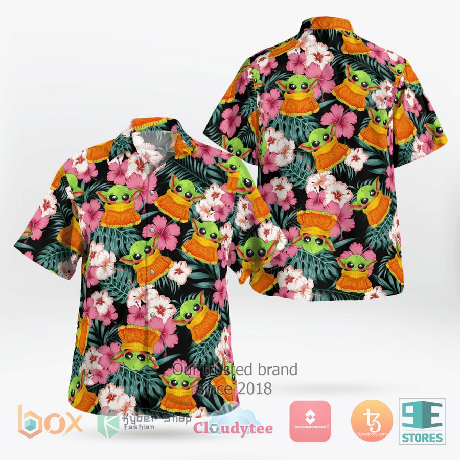 baby yoda hibiscus hawaiian shirt shorts 1 76813