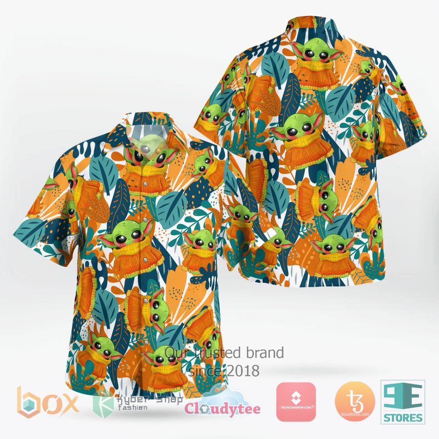 baby yoda star wars tropical hawaiian shirt shorts 1 64364