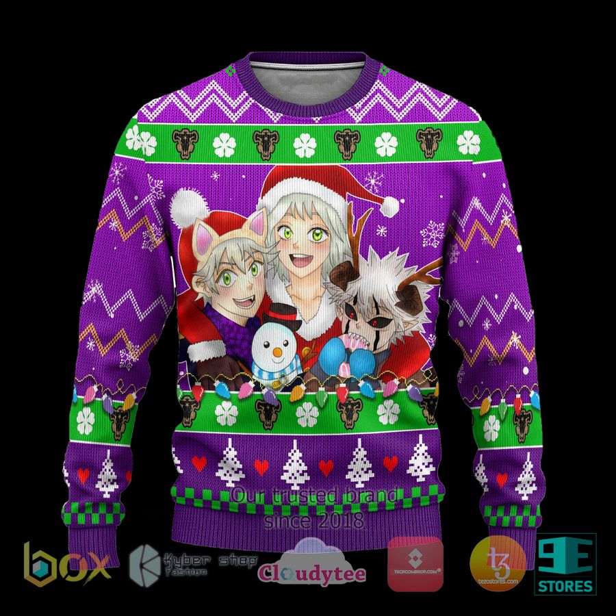 black clover anime purple xmas ugly christmas sweater 1 7748