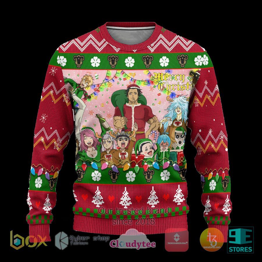 black clover anime red xmas ugly christmas sweater 1 80892