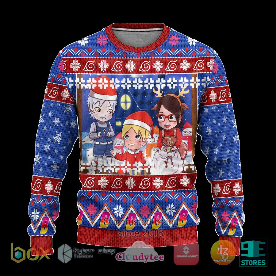 boruto anime blue xmas ugly christmas sweater 1 58571