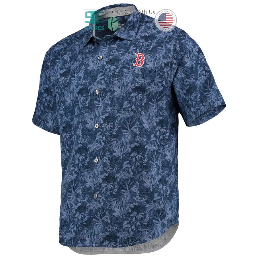 boston red sox tommy bahama jungle shade silk camp navy hawaiian shirt 2 81387