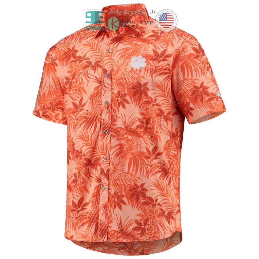 clemson tigers tommy bahama reign forest fronds orange hawaiian shirt 2 25721