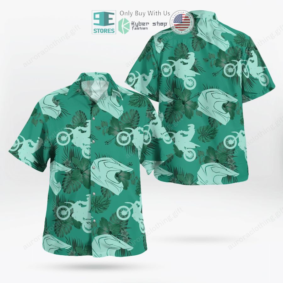dirt bike flowers green hawaiian shirt shorts 1 57525