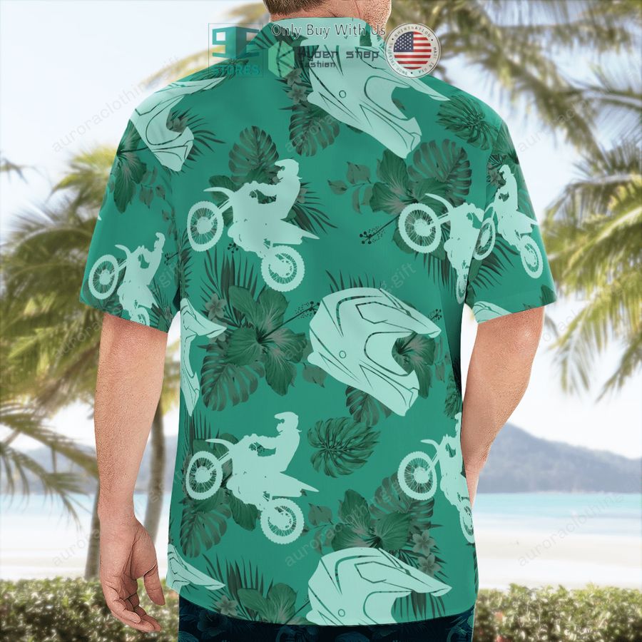 dirt bike flowers green hawaiian shirt shorts 2 35862