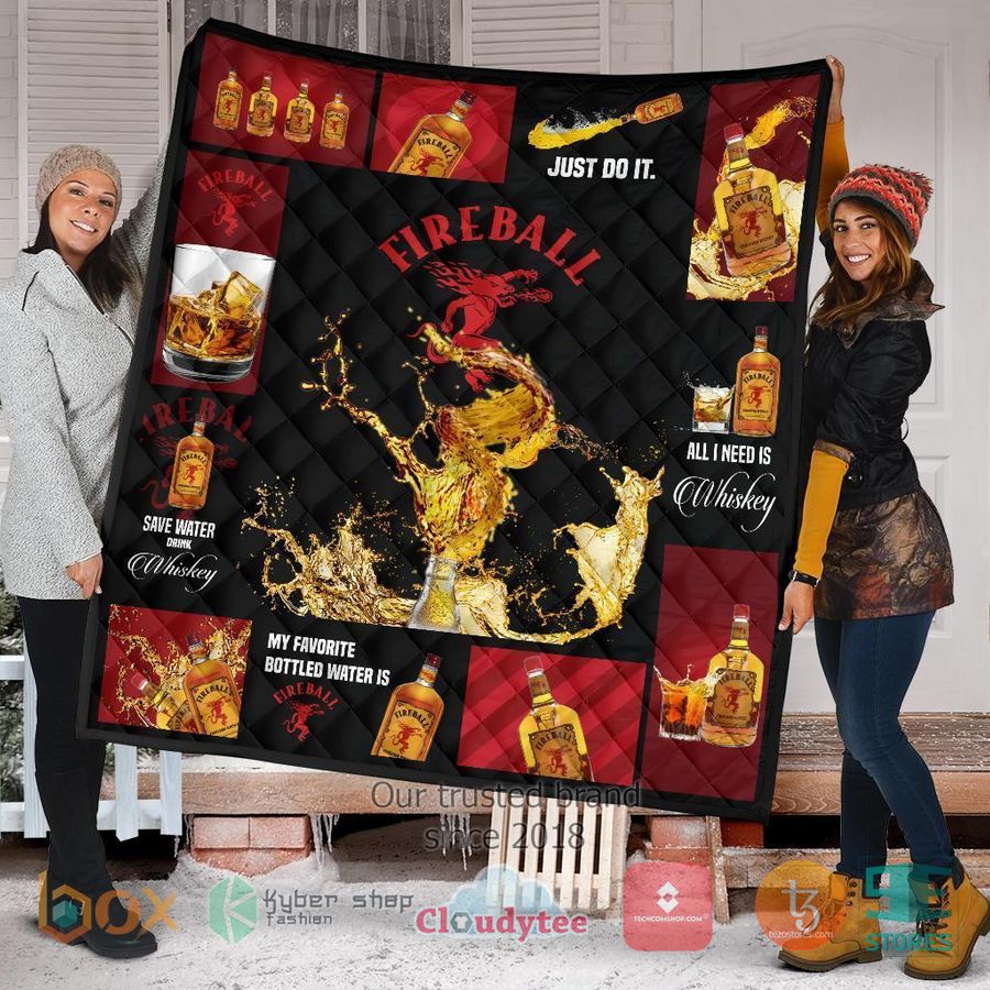 fireball cinnamon all i need is whisky quilt blanket 1 47525