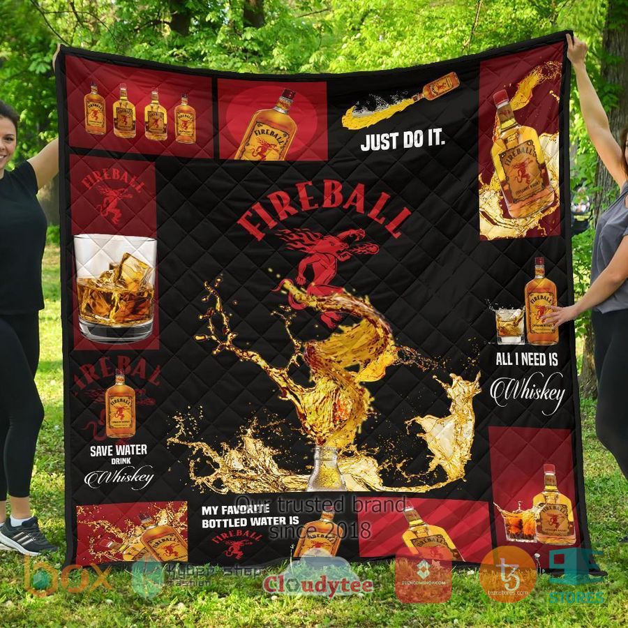 fireball cinnamon all i need is whisky quilt blanket 2 42405