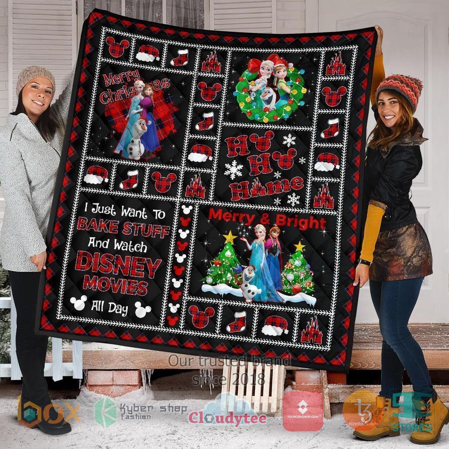 frozen disney princess christmas theme quilt blanket 2 58947