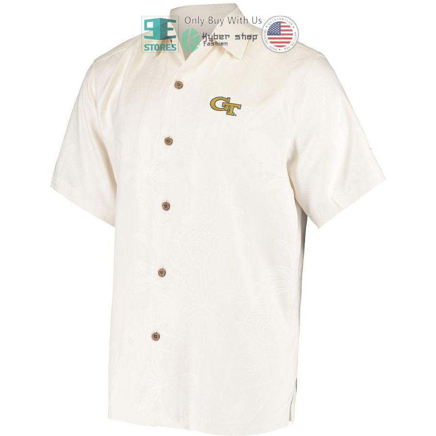 georgia tech yellow jackets tommy bahama al fresco tropics jacquard white hawaiian shirt 2 83896